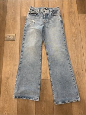 Zara Light Blue Women's Wide-Leg Jeans